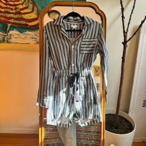 NWOT Roller Rabbit Striped Long Sleeve Button Up Playsuit One Piece Pajama XXS